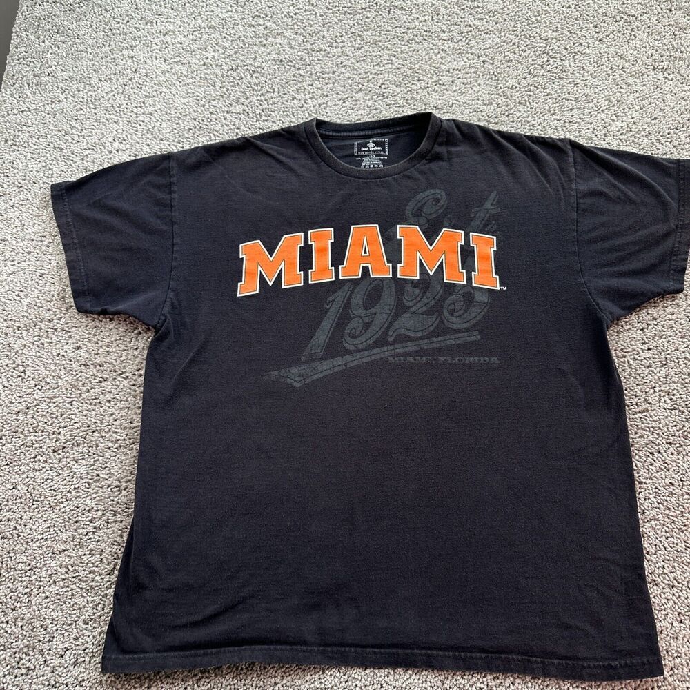 Miami Hurricanes Shirt Mens Large Black Orange Short Sleeve Casual Footlocker *